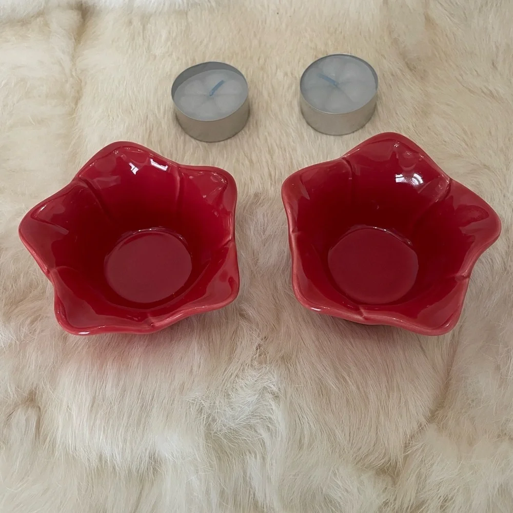 Southern Living Petals of Light Candle Holders. Ceramic. NWOT